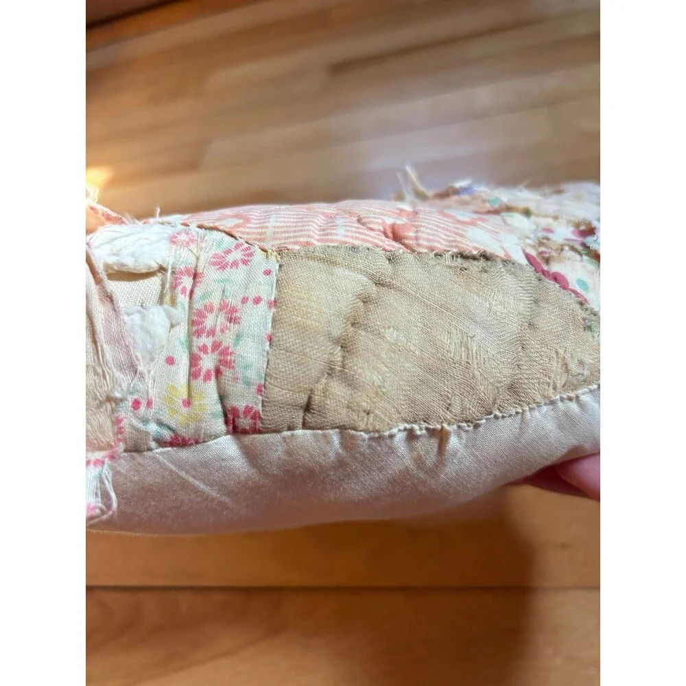 VTG antique shabby Chic Hand Quilted Heart Throw Pillow Cottagecore grandma